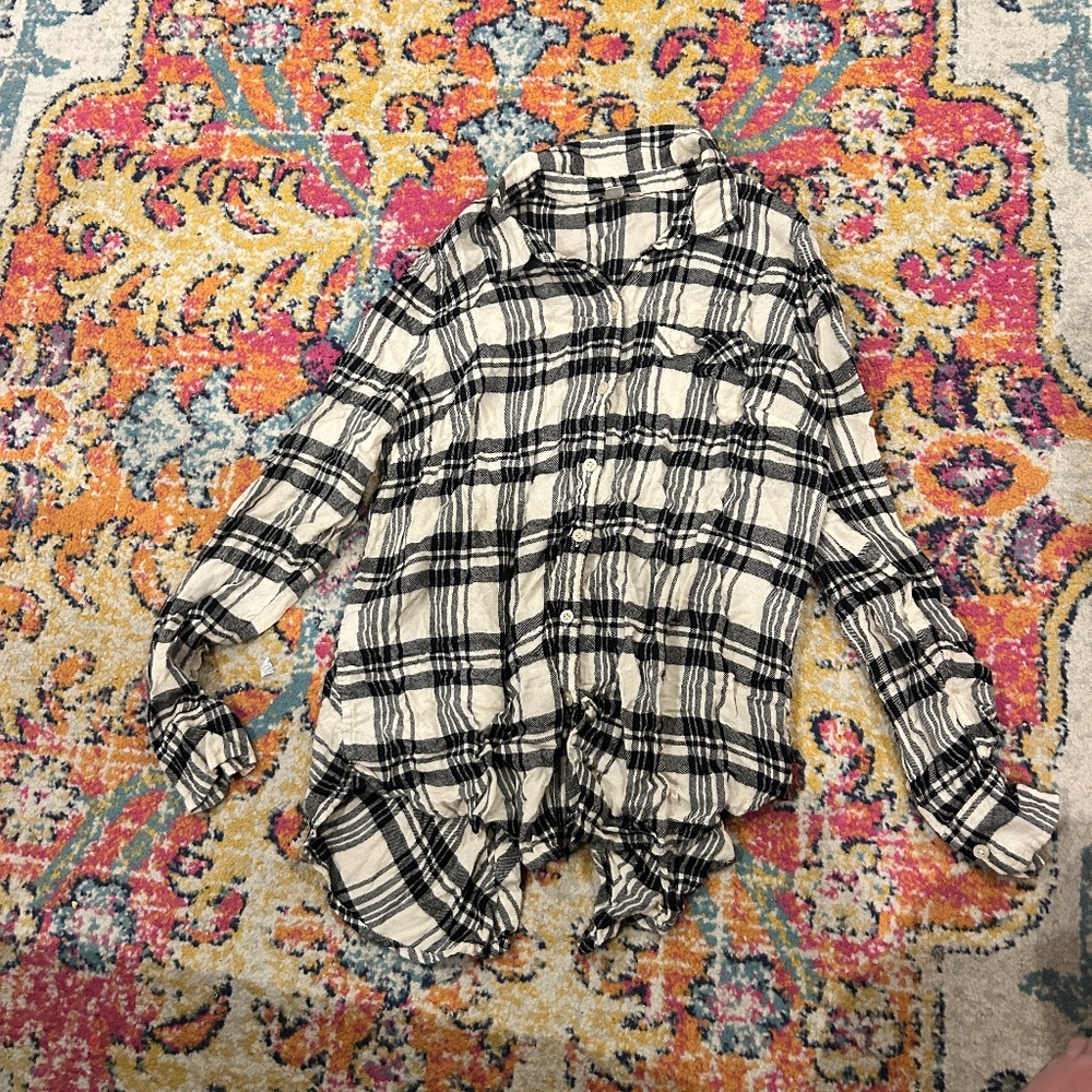 Black and White Plaid Button Up Shirt